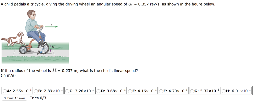 Solved A child pedals a tricycle, giving the driving wheel | Chegg.com