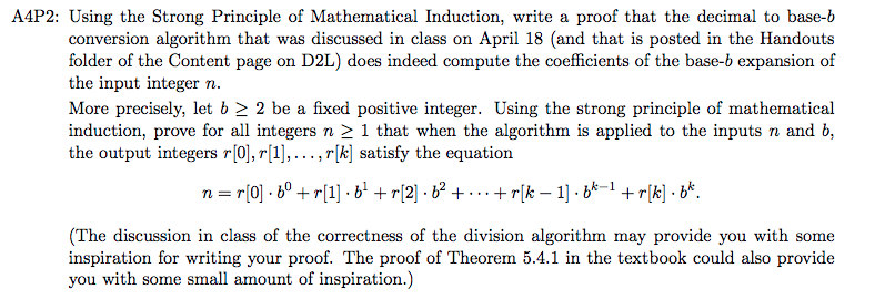 Algorithm (Decimal to base-b conversion). The inputs | Chegg.com