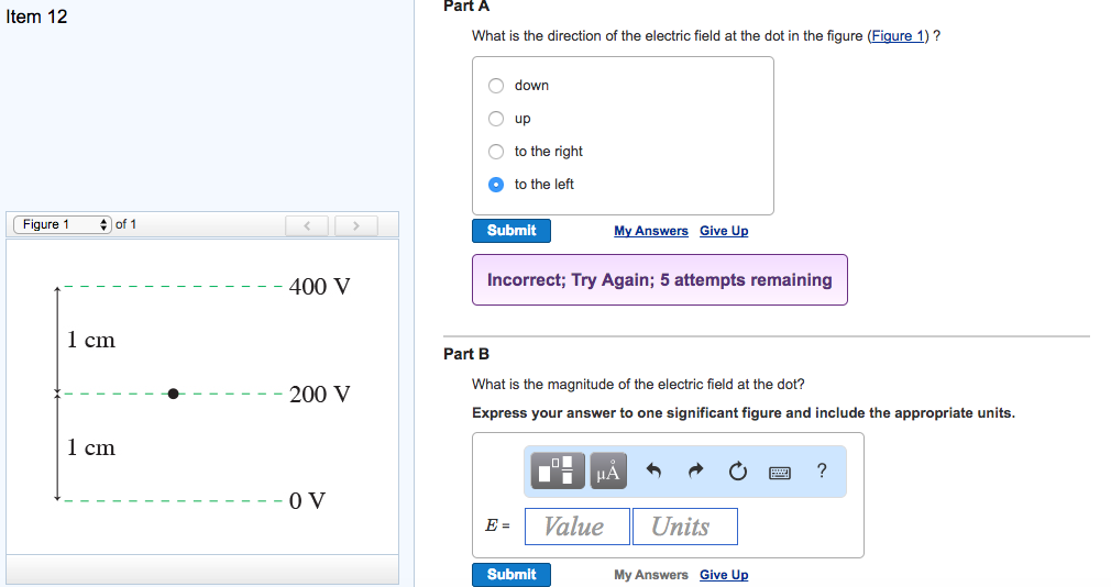 Solved What is the direction of the electric field at the | Chegg.com