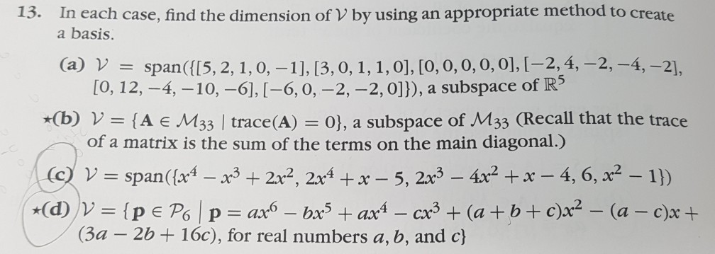 Solved In each case, find the dimension of V by using an | Chegg.com