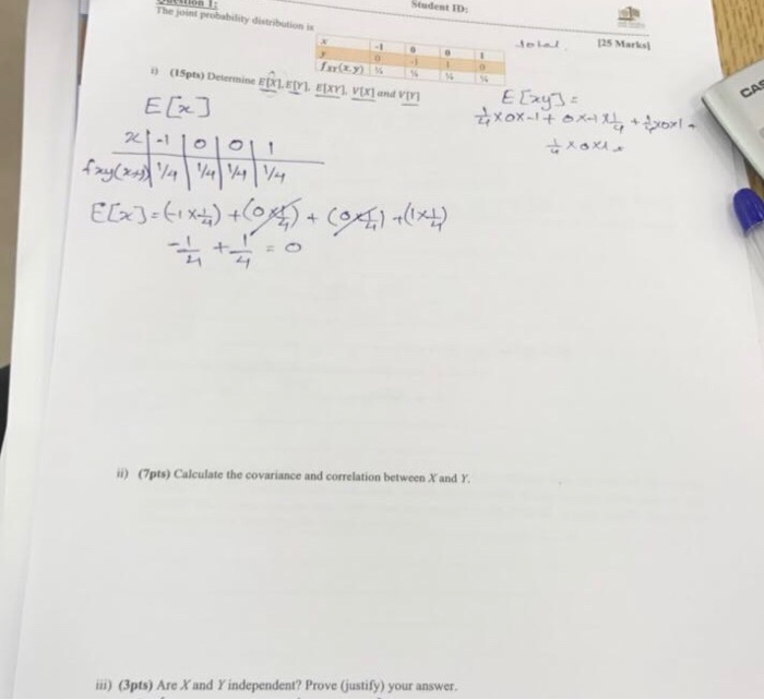 Solved Determine E[X], E[Y], E[XY], V[X] and V[Y] Calculate