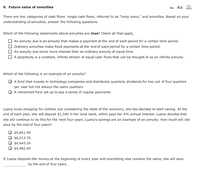 Solved Future Value Of Annuities There Are Two Categories | Chegg.com