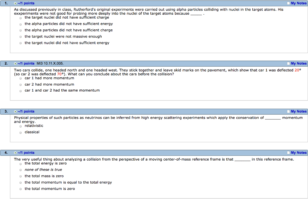 Solved 1. /1 points My Notes As discussed previously in