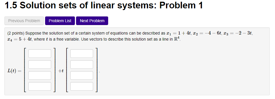 Solved 1.5 Solution Sets Of Linear Systems: Problem 1 | Chegg.com