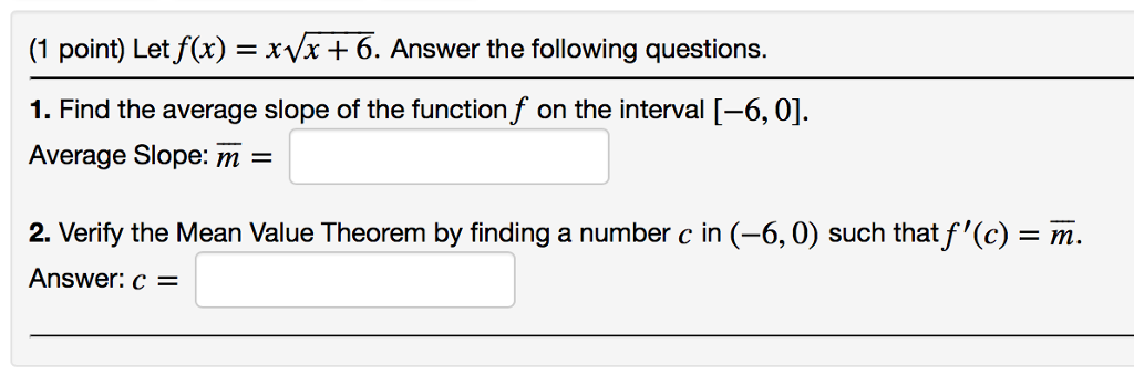 Solved 1 Point Let Fx Xvx 6 Answer The Following 6163