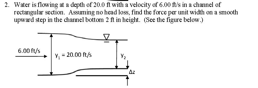 Solved Water is flowing at a depth of 20.0 ft with a | Chegg.com