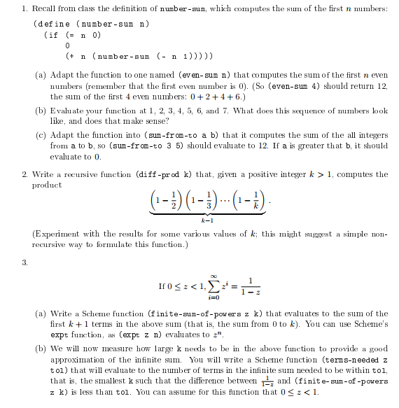 1. Recall from class the definition of nuber-sum, | Chegg.com