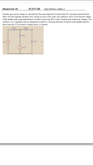 Solved Find The Open Circuit Voltage V_0 And Find The | Chegg.com