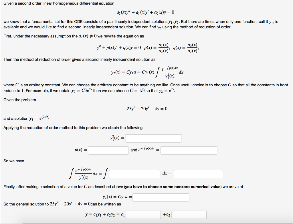 solved-given-a-second-order-linear-homogeneous-differential-chegg