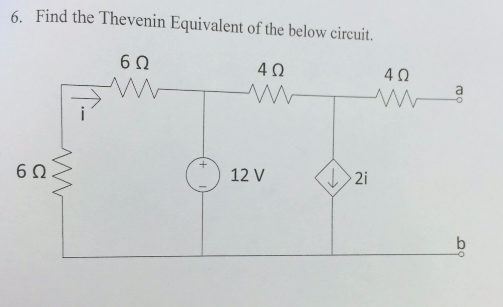Solved 6. Find the Thevenin Equivalent of the below circuit. | Chegg.com