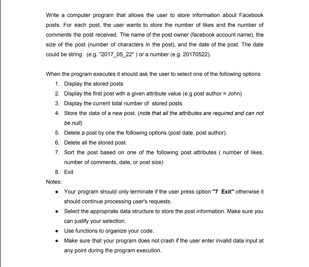 Solved Write a computer program that allows the user to | Chegg.com