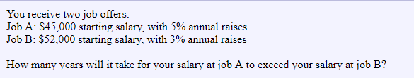 Solved You Receive Two Job Offers: Job A: $45,000 Starting | Chegg.com