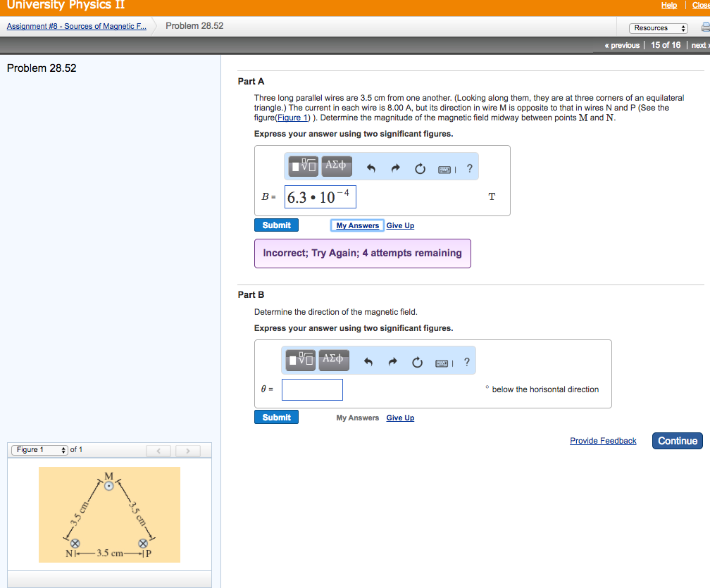Solved Three long parallel wires are 3.5 cm from one