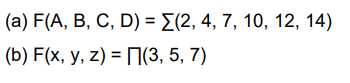 following minterms sum complement functions express form