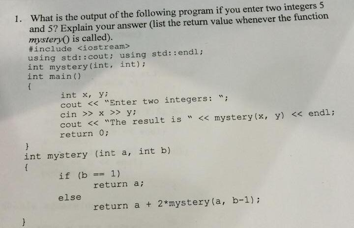 what is the output of the following program?