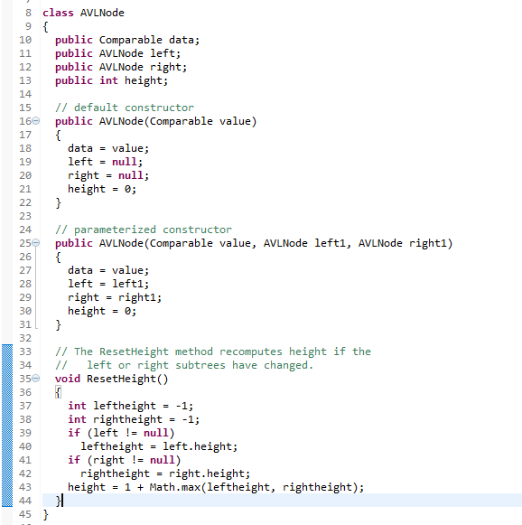 Solved 8 class AVLNo de 10 public comparable data 11 public | Chegg.com