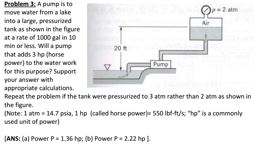 Problem 3 A pump ?s to move water from a lake into a
