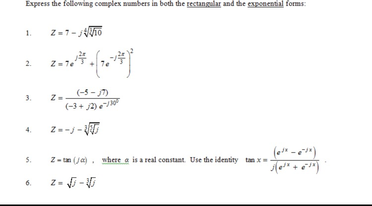 Solved Express the following complex numbers in both the | Chegg.com