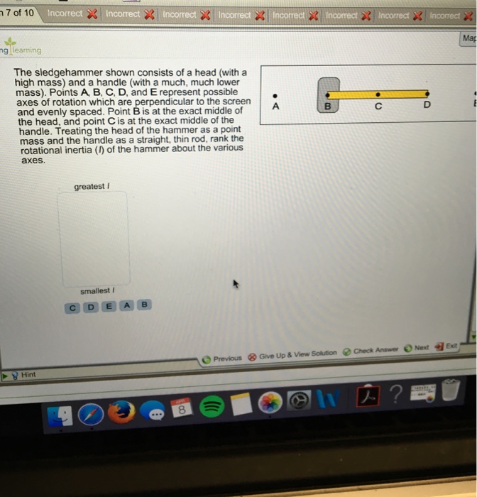 Solved The sledgehammer shown consists of a head (with a