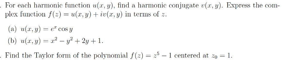 Solved For each harmonic function u(x, y), find a harmonic | Chegg.com