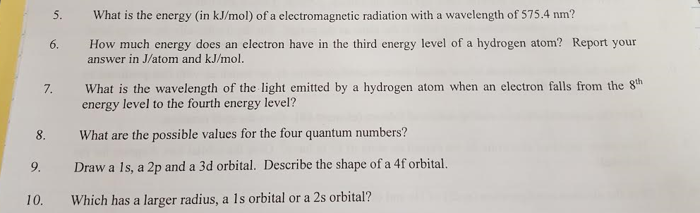 Solved What Is The Energy (in Kj Mol) Of A Electromagnetic 