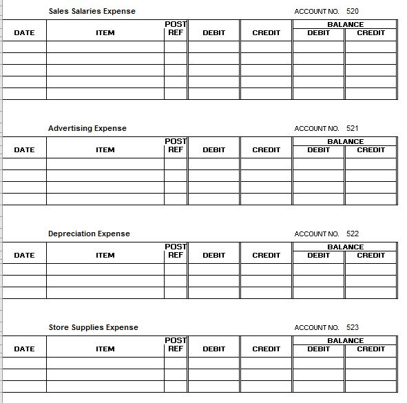 Solved Complete a general ledger for the Income statement | Chegg.com