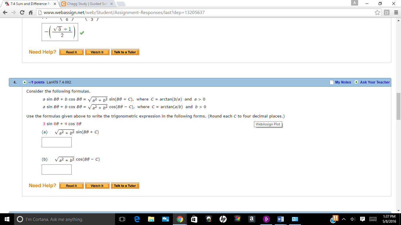 Solved Consider The Following Formulas. A Sin B Theta + B | Chegg.com