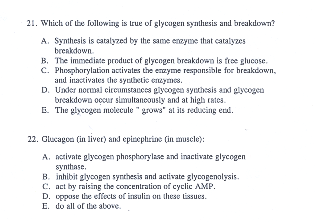 Solved 21. Which of the following is true of glycogen | Chegg.com