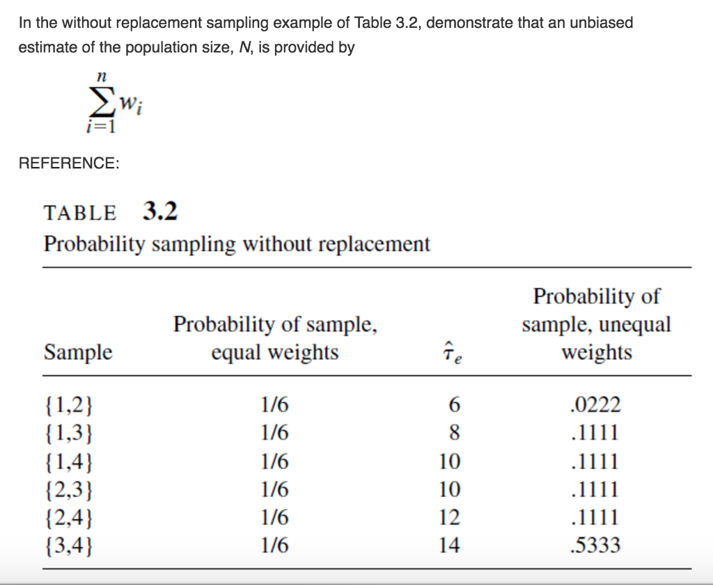 Solved In the without replacement sampling example of Table