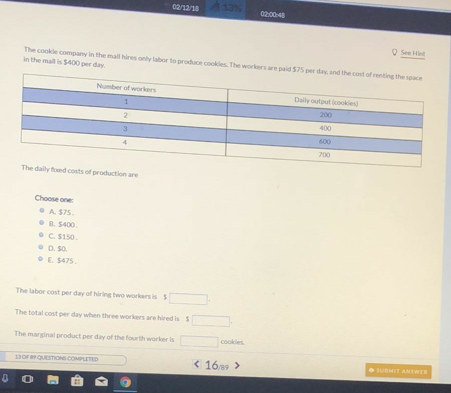 Solved 02/12/18 02:00:48 See Hint The cookie company in the | Chegg.com