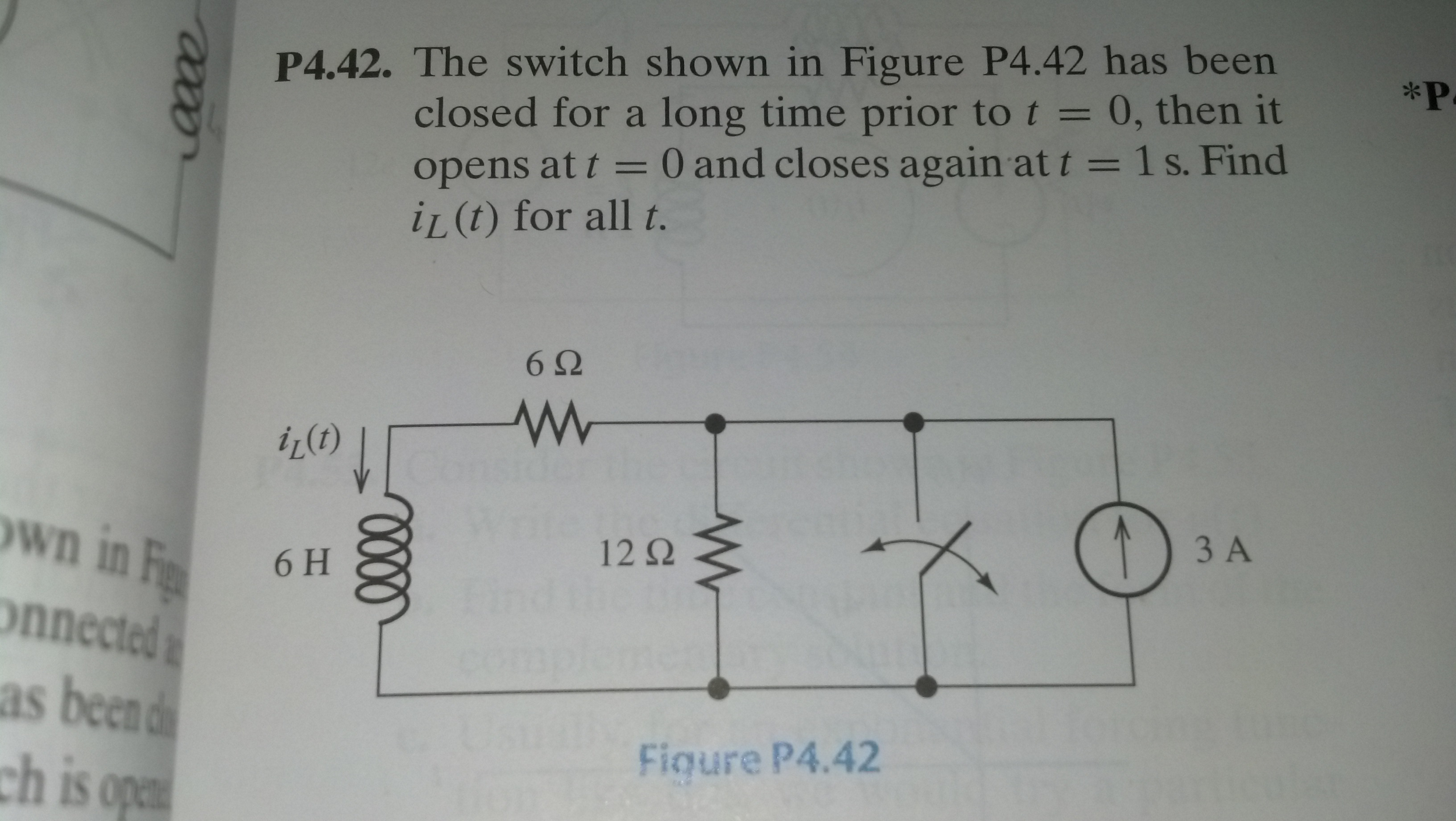 Solved The switch shown in figure p4.42 has been closed for | Chegg.com