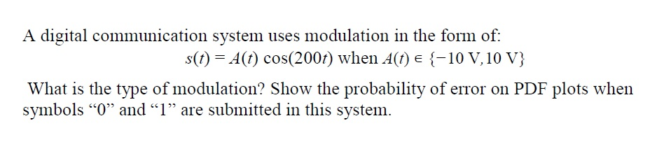 Solved A digital communication system uses modulation in the | Chegg.com