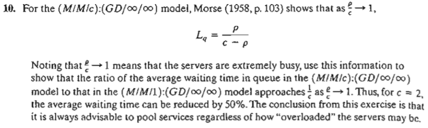 Solved 10、 For the (MIMIe)(GD/oo/oo) model, Morse (1958,p. | Chegg.com