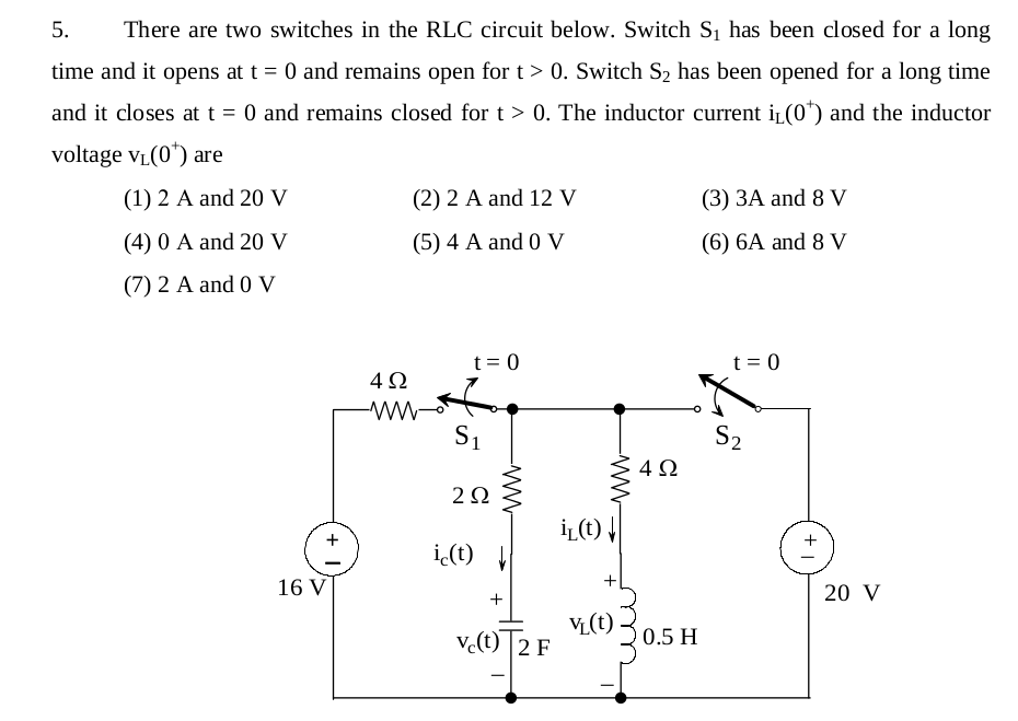 There are two switches in the RLC circuit below. | Chegg.com