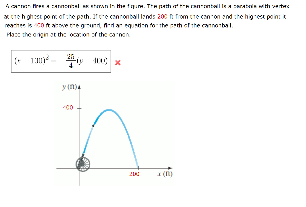 Solved A cannon fires a cannonball as shown in the figure.