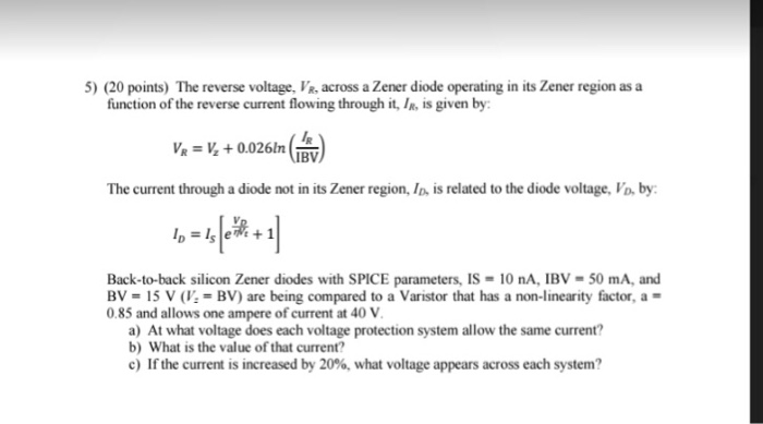 The reverse voltage, V_R, across a Zener diode | Chegg.com