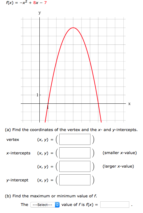 Solved f(x) = -x^2 + 8x - 7 y Find the coordinates of the | Chegg.com