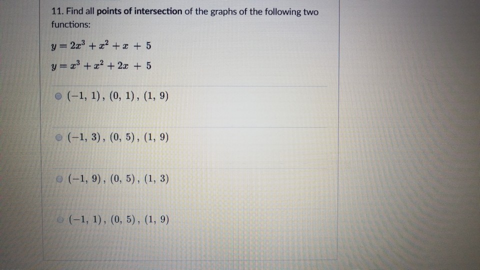 how to find points of intersection of two graphs