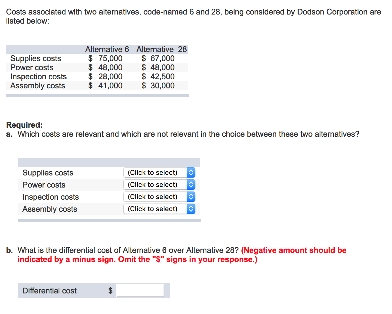 Solved Costs Associated With Two Alternatives Code named 6 Chegg