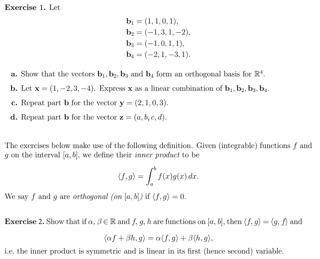 Solved Exercise 1. Let A. Show That The Vectors Bi, B2, B3 | Chegg.com