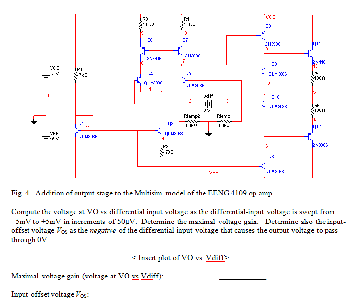 Compute the voltage at VO vs differential input | Chegg.com