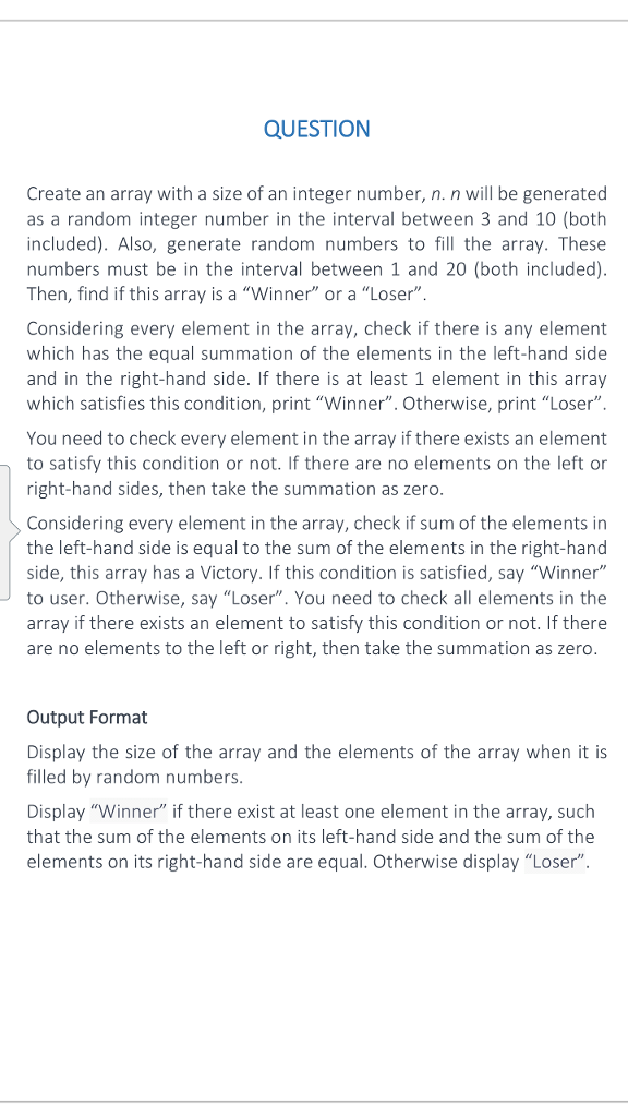 Solved QUESTION Create an array with a size of an integer | Chegg.com