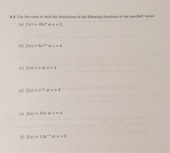 Solved use the rules to find the derivative of the following | Chegg.com