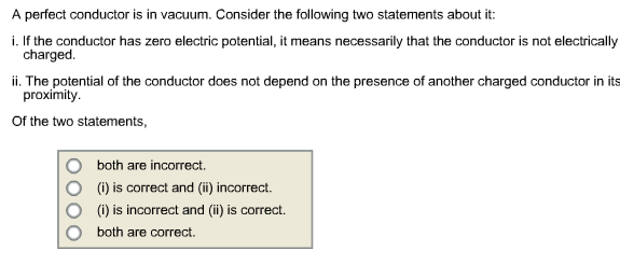 Solved A perfect conductor is in vacuum. Consider the | Chegg.com