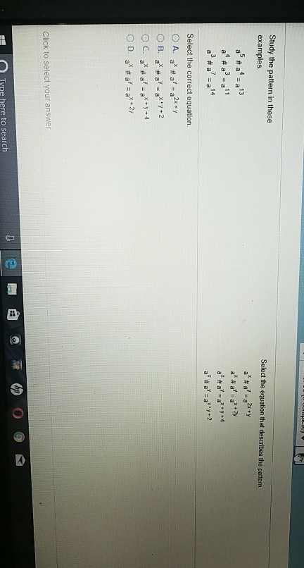 Solved Study the pattern in these examples. a^5 # a^4 = | Chegg.com
