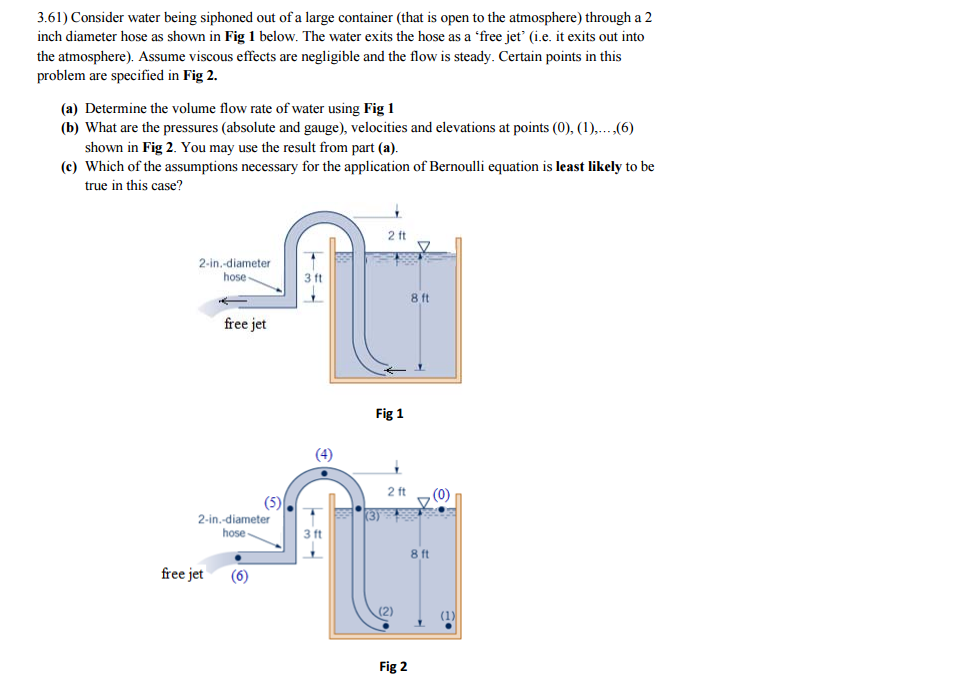 Solved Consider water being siphoned out of a large | Chegg.com