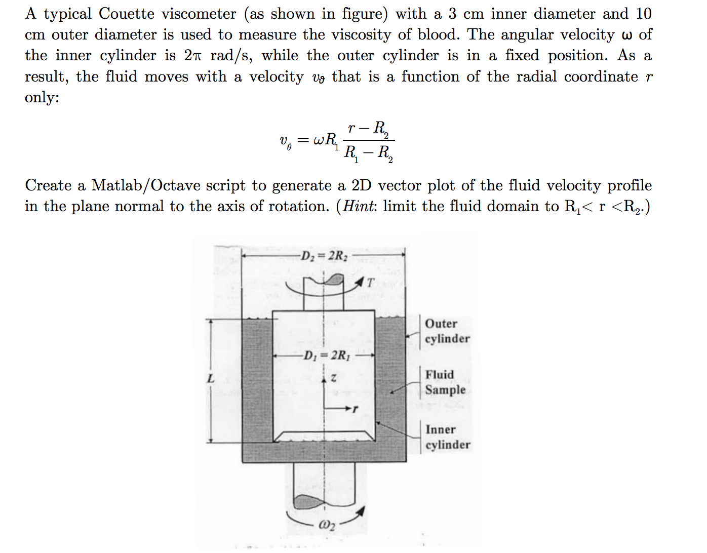 A typical Couette (as shown in figure)