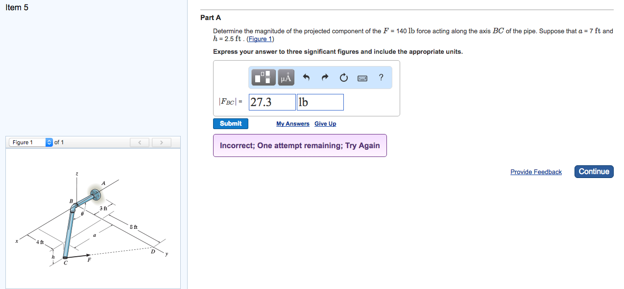 Solved Determine the magnitude of the projected component of | Chegg.com