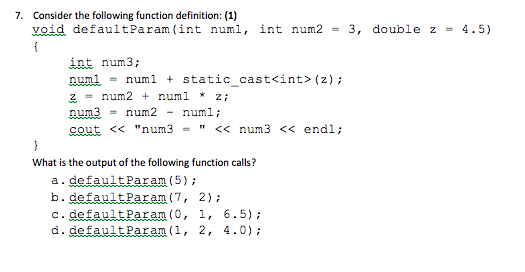 Solved Consider the following function definition: (1) void | Chegg.com
