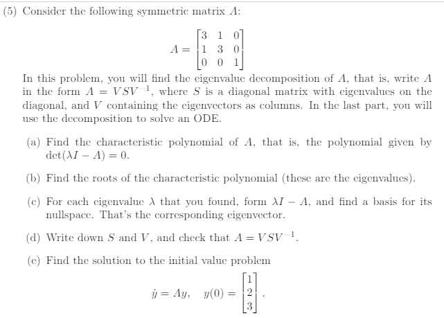 Solved Consider The Following Symmetric Matrix A: A = [3 1 | Chegg.com